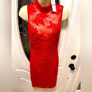 NWT Fashion Nova red lace cocktail dress